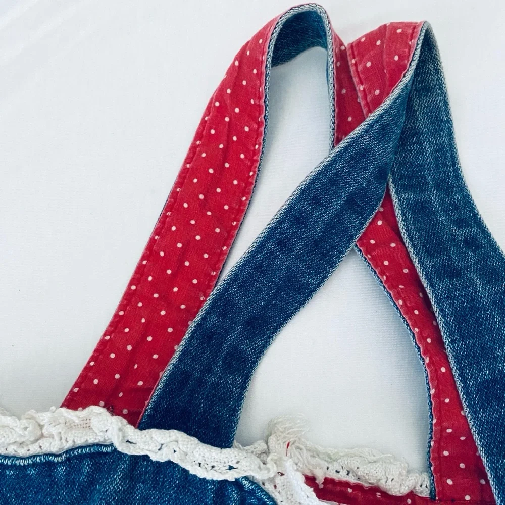 Vintage Handmade Denim Baby Bag with Bear and Balloons